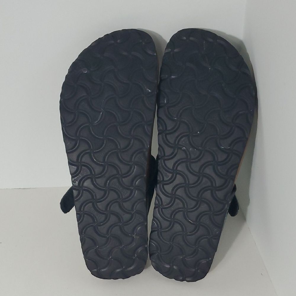 Betula by Birkenstock Black Leather Skull Rhinestone Sandals Unisex L9 M7 - Picture 8 of 8